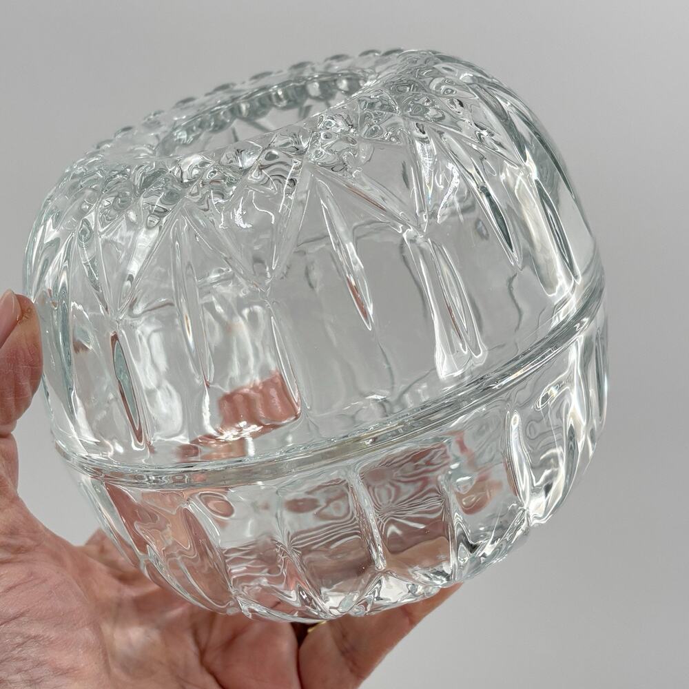 Vintage Homco Fairy Lamp Votive Holder Clear Glass Diamond Pattern
